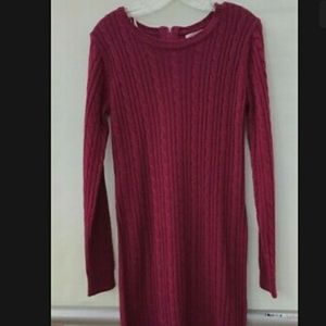 Forever 21 MAROON CABLE KNIT SWEATER DRESS with Zipper Size XS